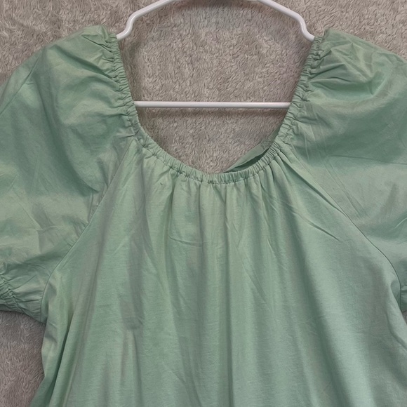 NWT J. Crew Mint Green Tie Back Peasant Boho Top Blouse Back Bow Tie Sz L - Picture 15 of 16